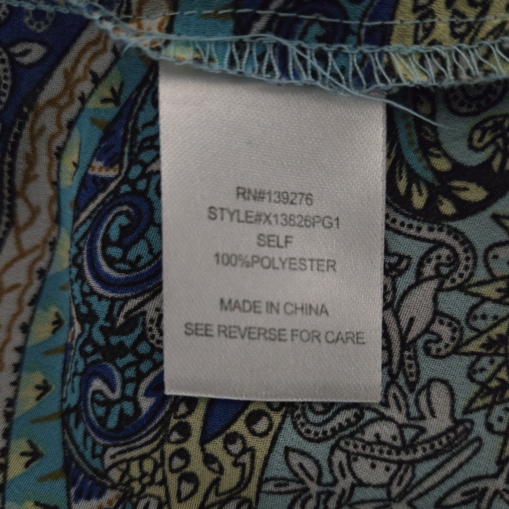 DANIEL RAINN Blue Boho Style Short Cap Sleeve Sheer Blouse Crochet Lace Size 1X - Picture 9 of 10